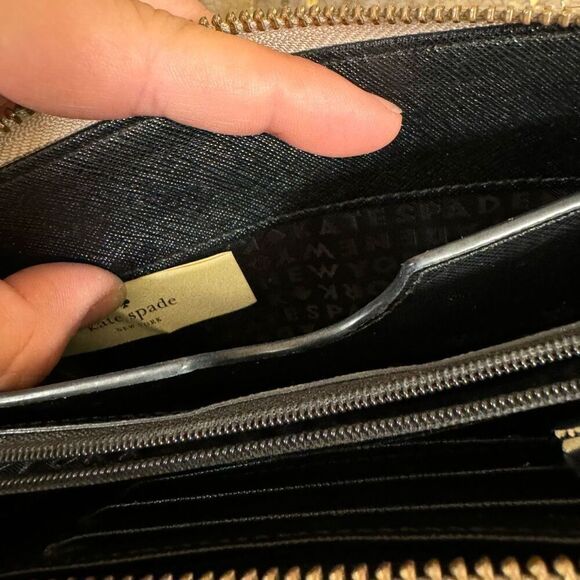 Kate Spade Beige Black Color Block Zip Full Size Wallet - Picture 7 of 7